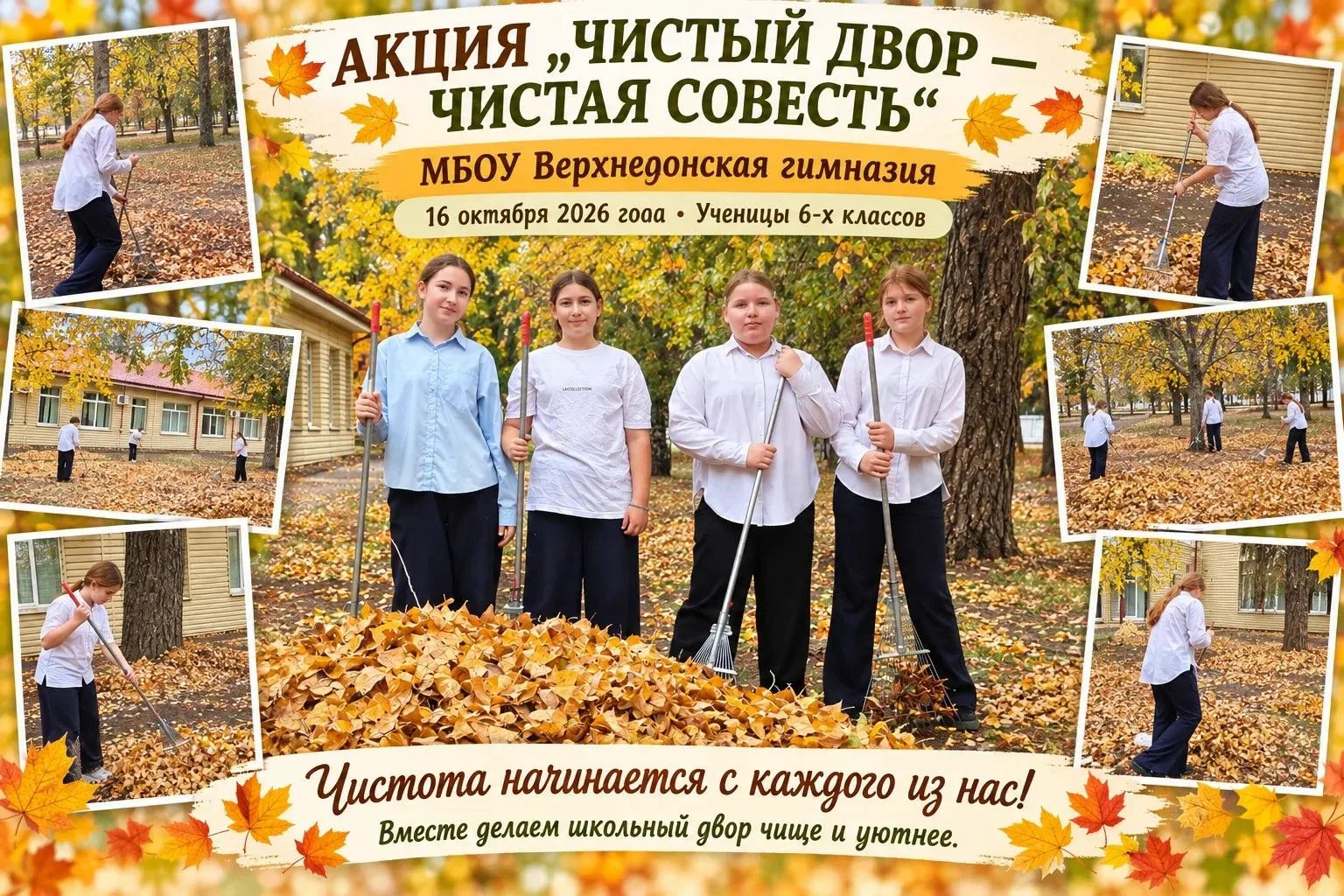 АКЦИЯ «ЧИСТЫЙ ДВОР — ЧИСТАЯ СОВЕСТЬ» В ВЕРХНЕДОНСКОЙ ГИМНАЗИИ