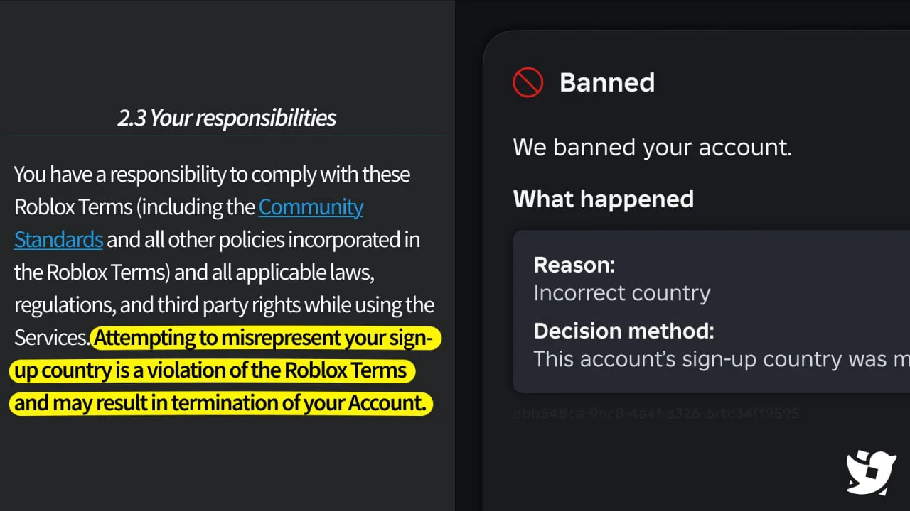 🚨 В Roblox обновили правила (ToS), и теперь там официально прописан бан за указание чу...