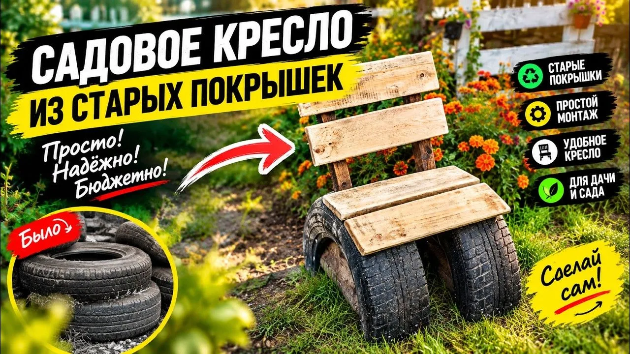 🪑 Решил куда-нибудь применить старые покрышки, чтобы просто так не валялись 💪