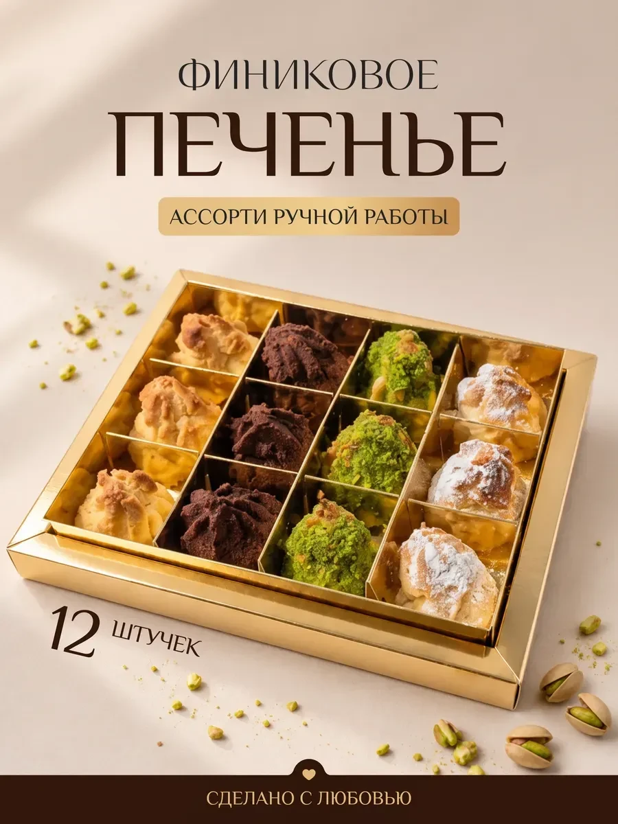 Печенье песочное ассорти с финиками.300г
