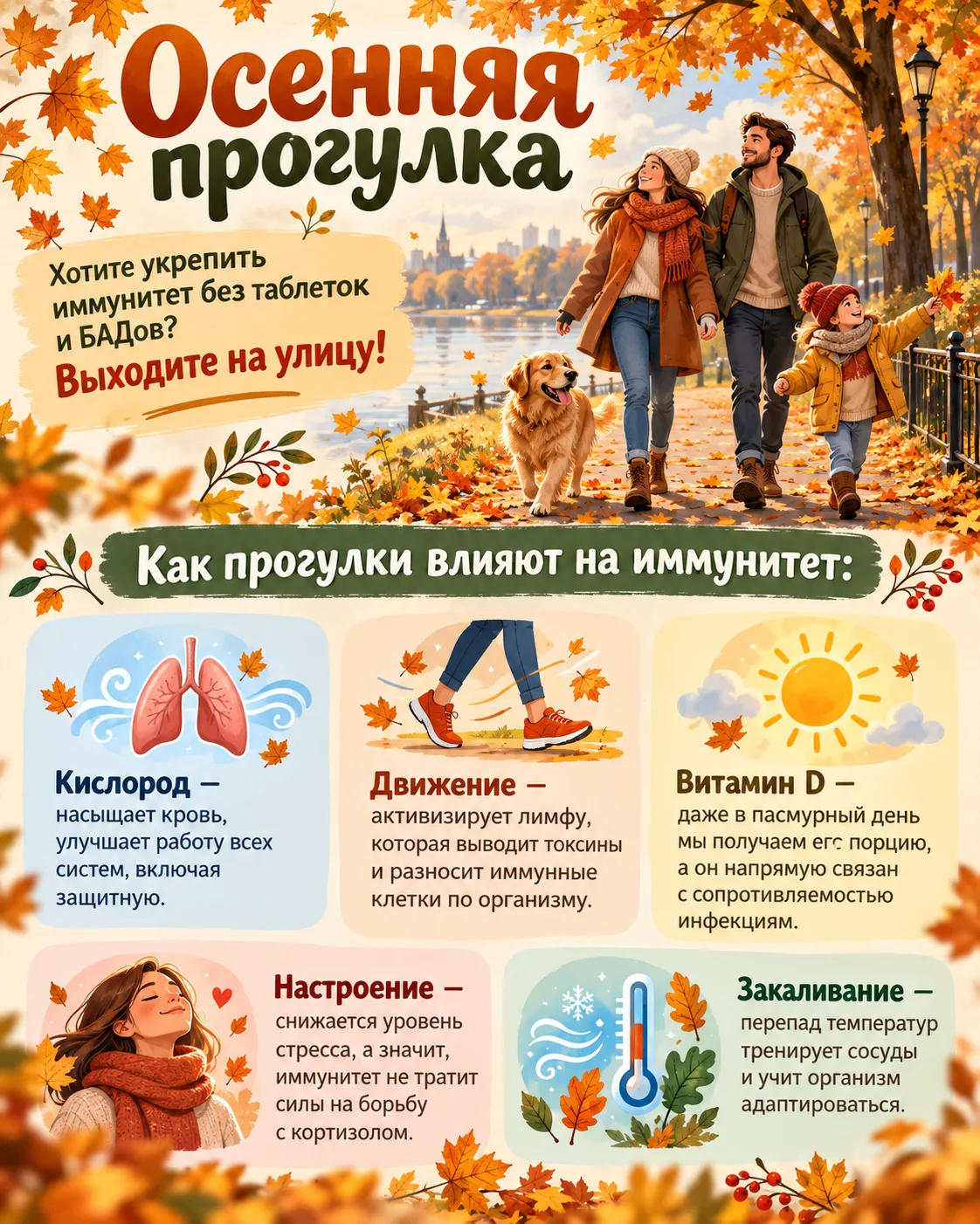 Прогулки: бесплатный, но мощный усилитель иммунитета 🚶‍♀️