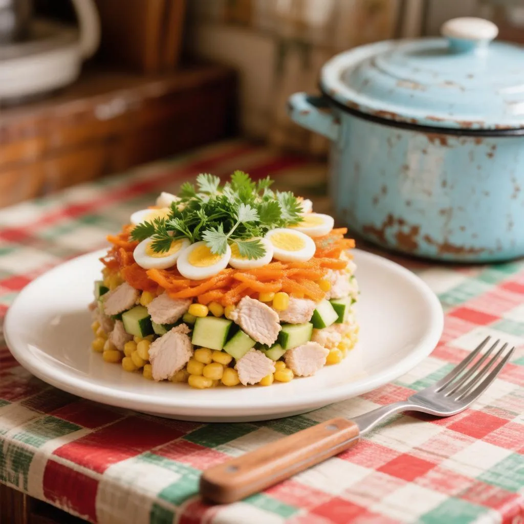 Салат Козочка с курицей и корейской морковью