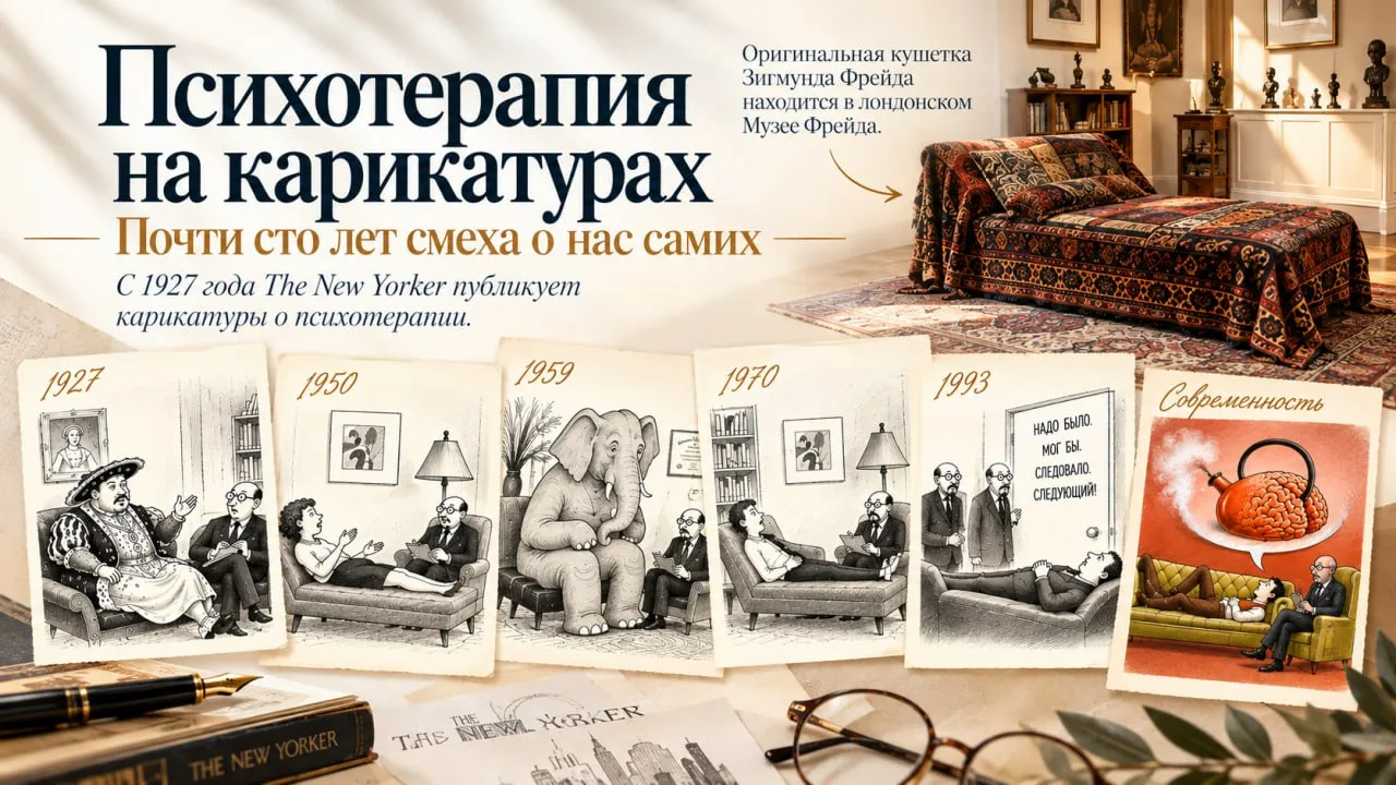 📌ПОЧТИ СТО ЛЕТ НА КУШЕТКЕ. ПСИХОТЕРАПИЯ В КАРИКАТУРАХ
