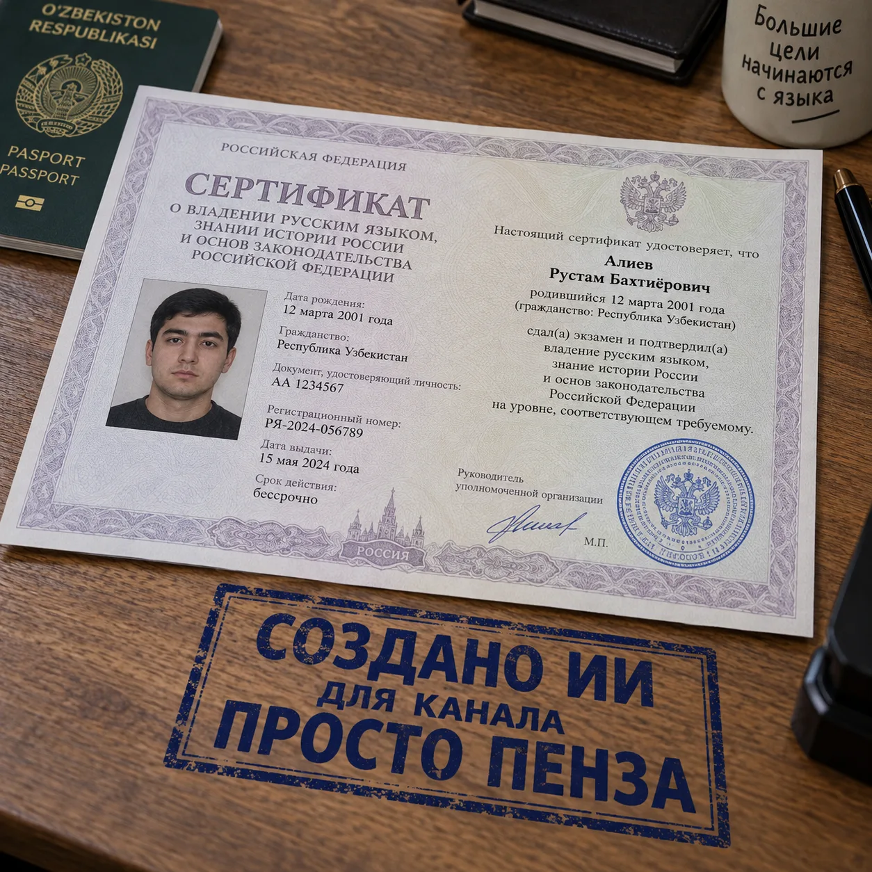 В Пензе молодой иностранец попался на поддельном сертификате по русскому языку.