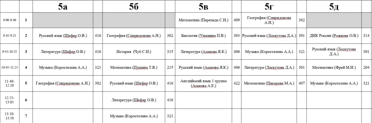 Расписание на четверг ‼️