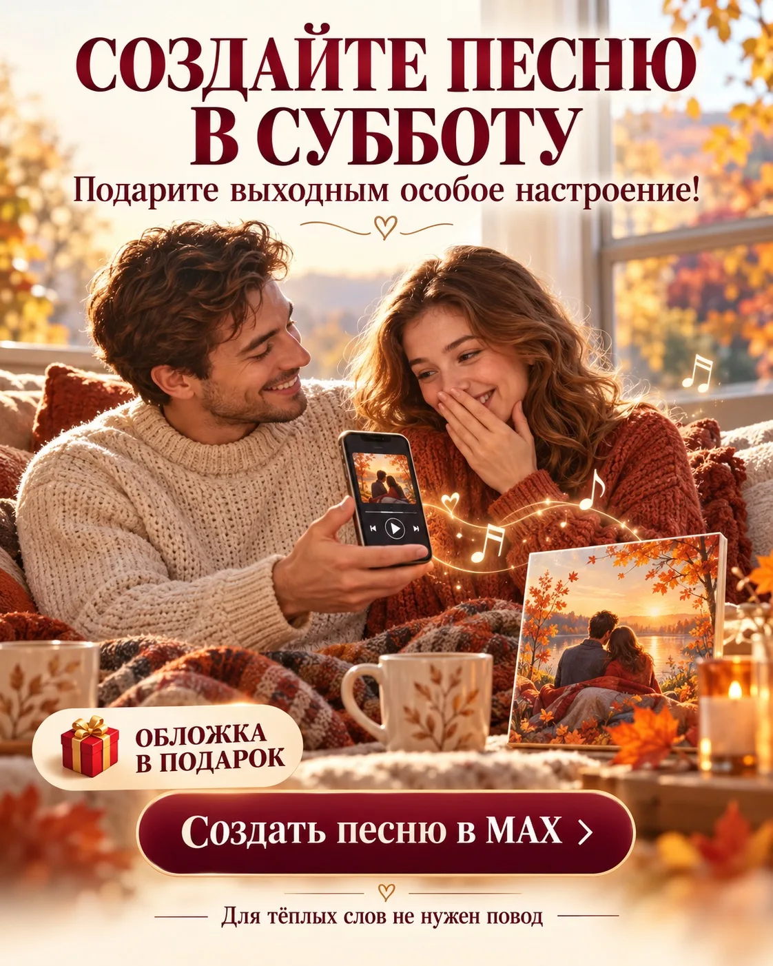 🎵 Создать песню в субботу — подарить выходным особое настроение! 🍂❤️