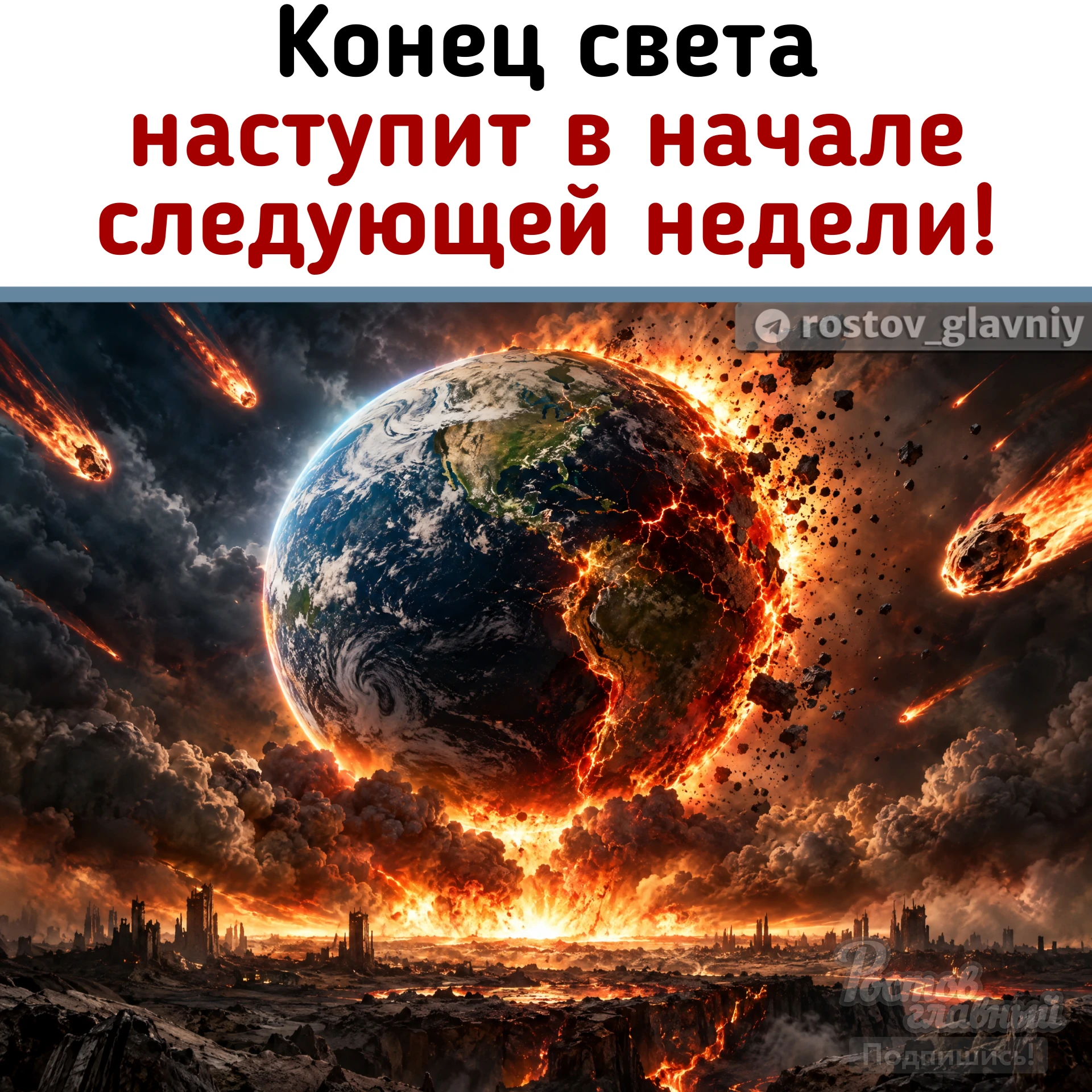 💥 Конец света наступит уже 12–13 октября (понедельник/ вторник), объявил пастор из ЮАР...