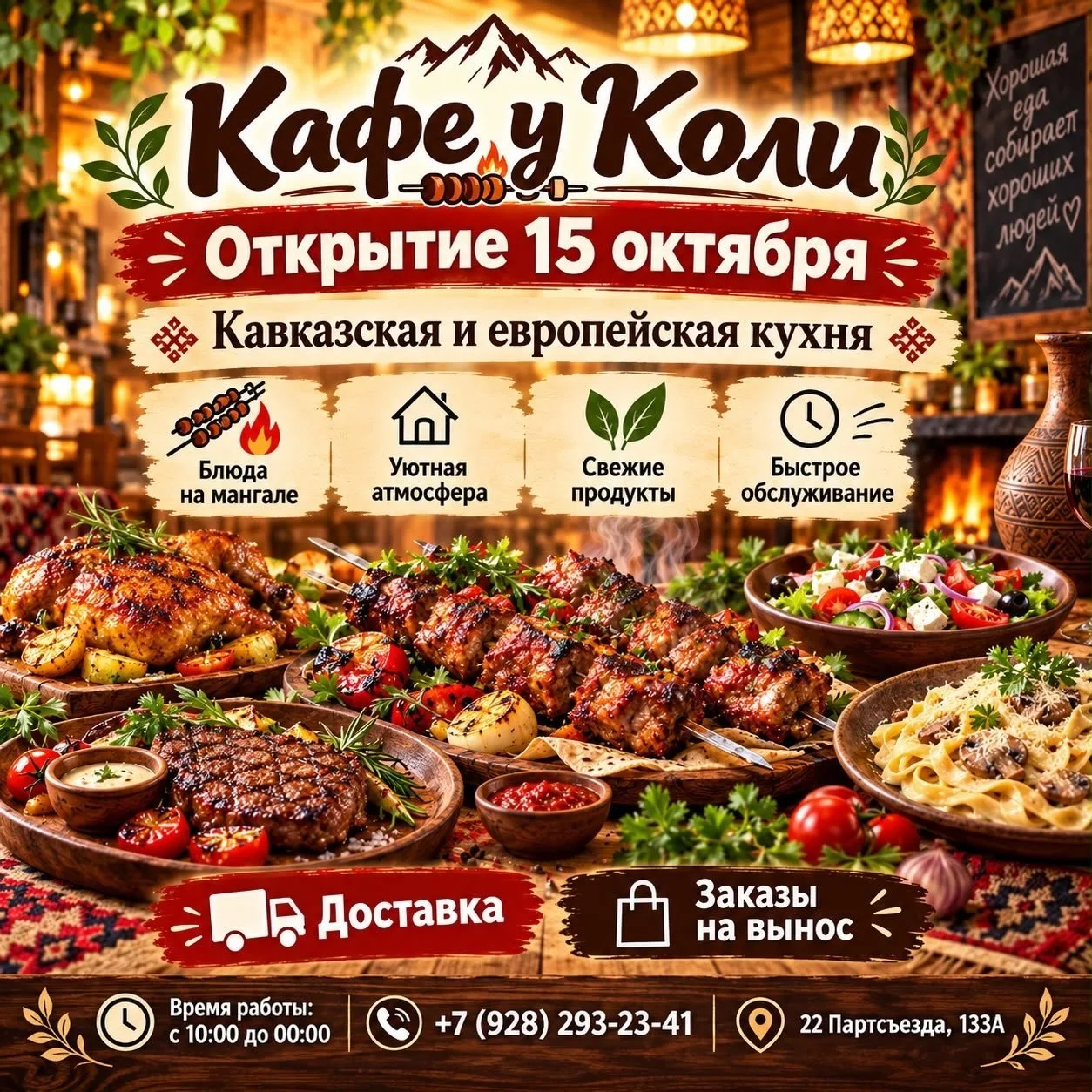 🎉🔥 «Кафе у Коли» с радостью открывает для вас свои двери С 15 ОКТЯБРЯ ❤️