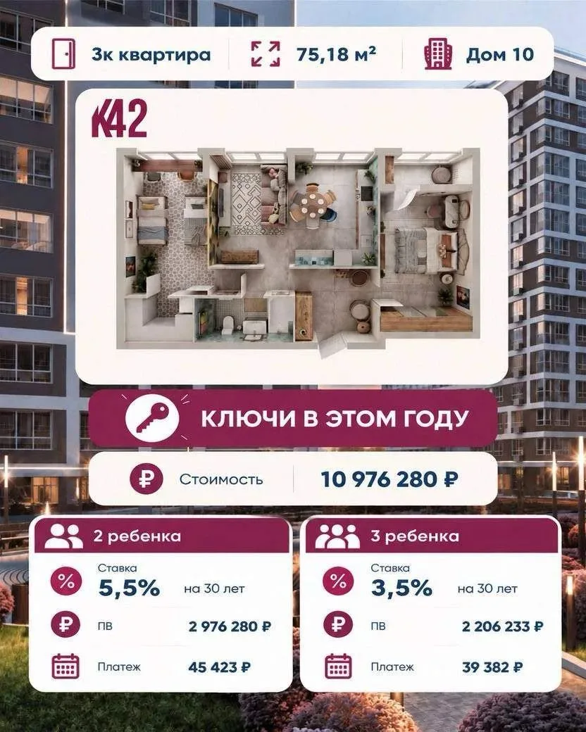 🏡 Найдите квартиру, которая подойдёт именно вашей семье!