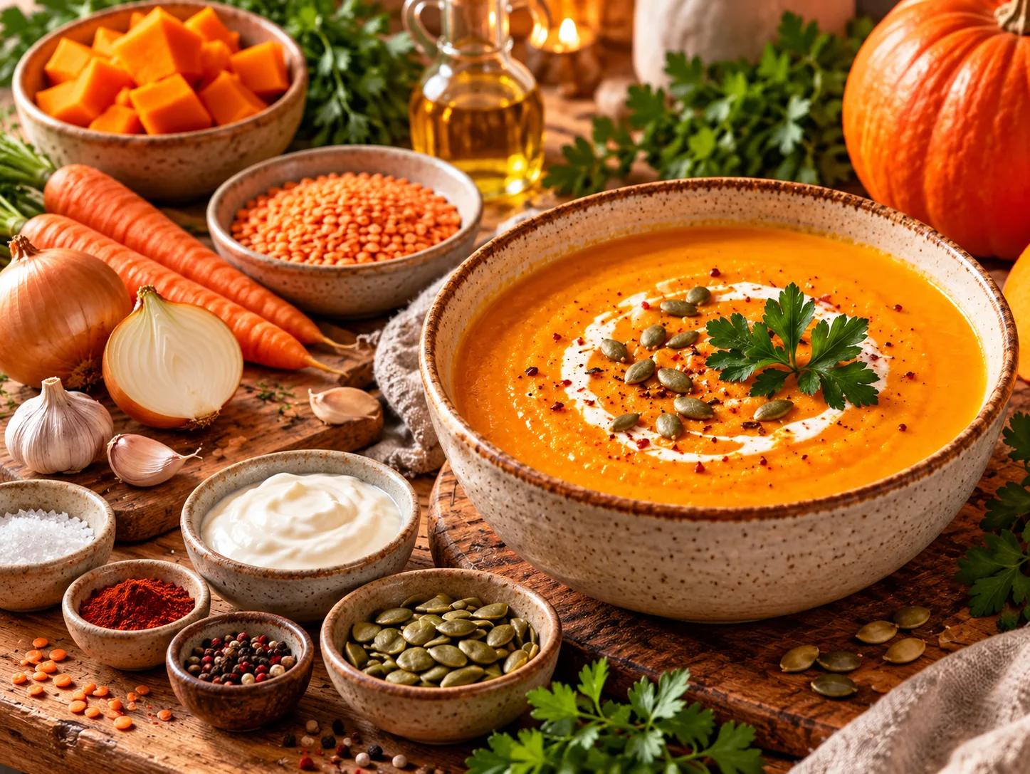 🎃 ТЫКВЕННЫЙ КРЕМ-СУП С КРАСНОЙ ЧЕЧЕВИЦЕЙ