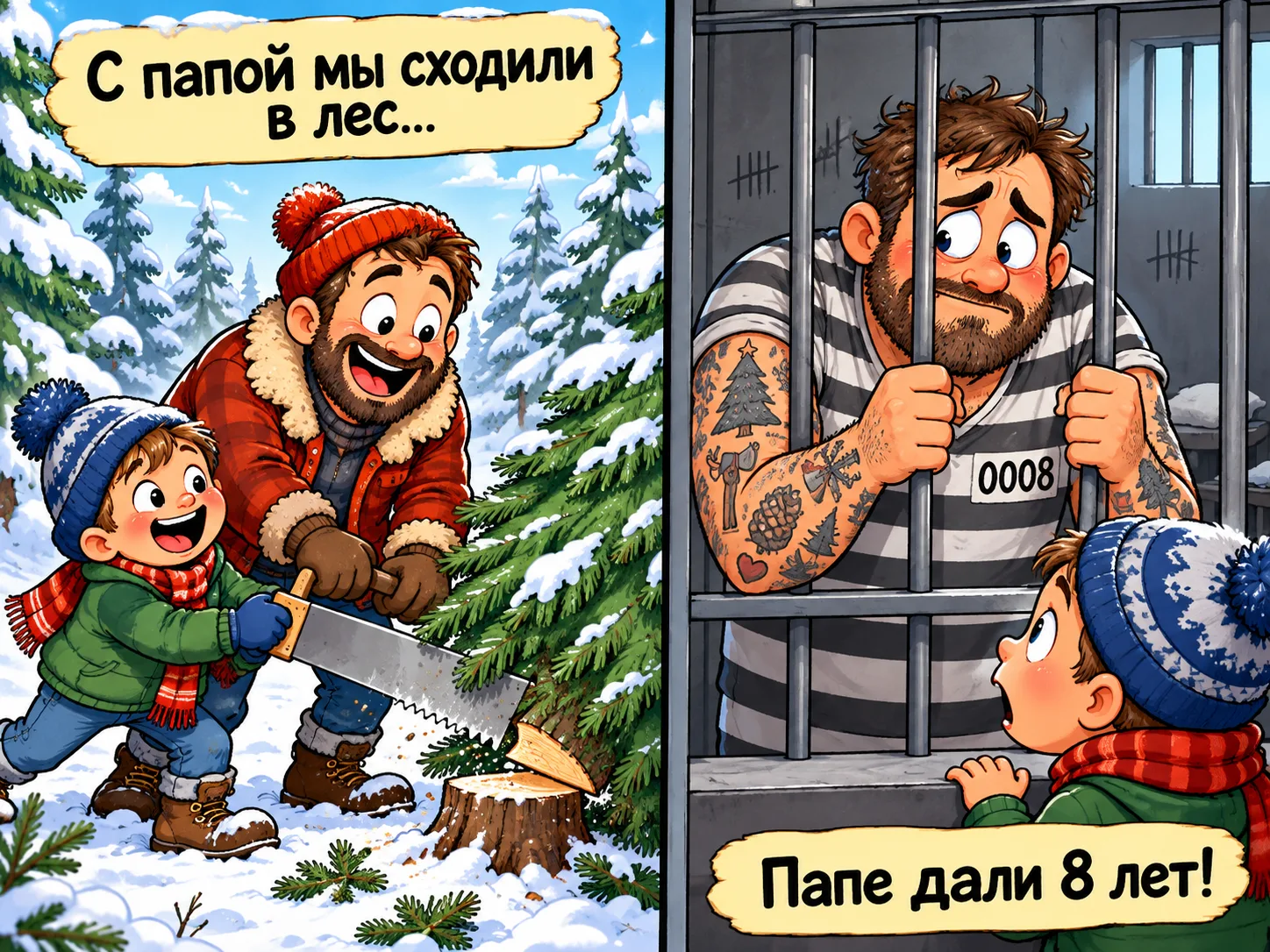 С папой мы сходили в лес.