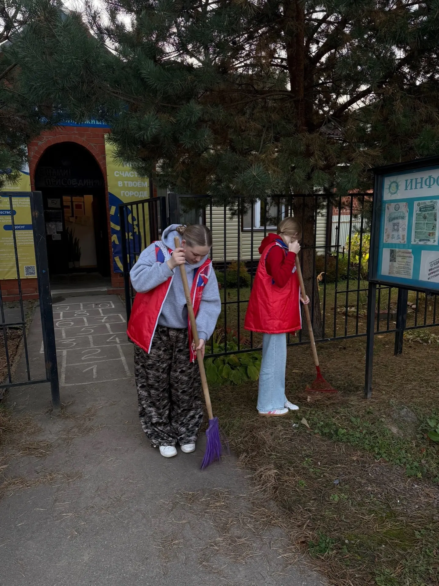 Участники движения «Волонтёры Подмосковья» организовали субботник на местной территории...
