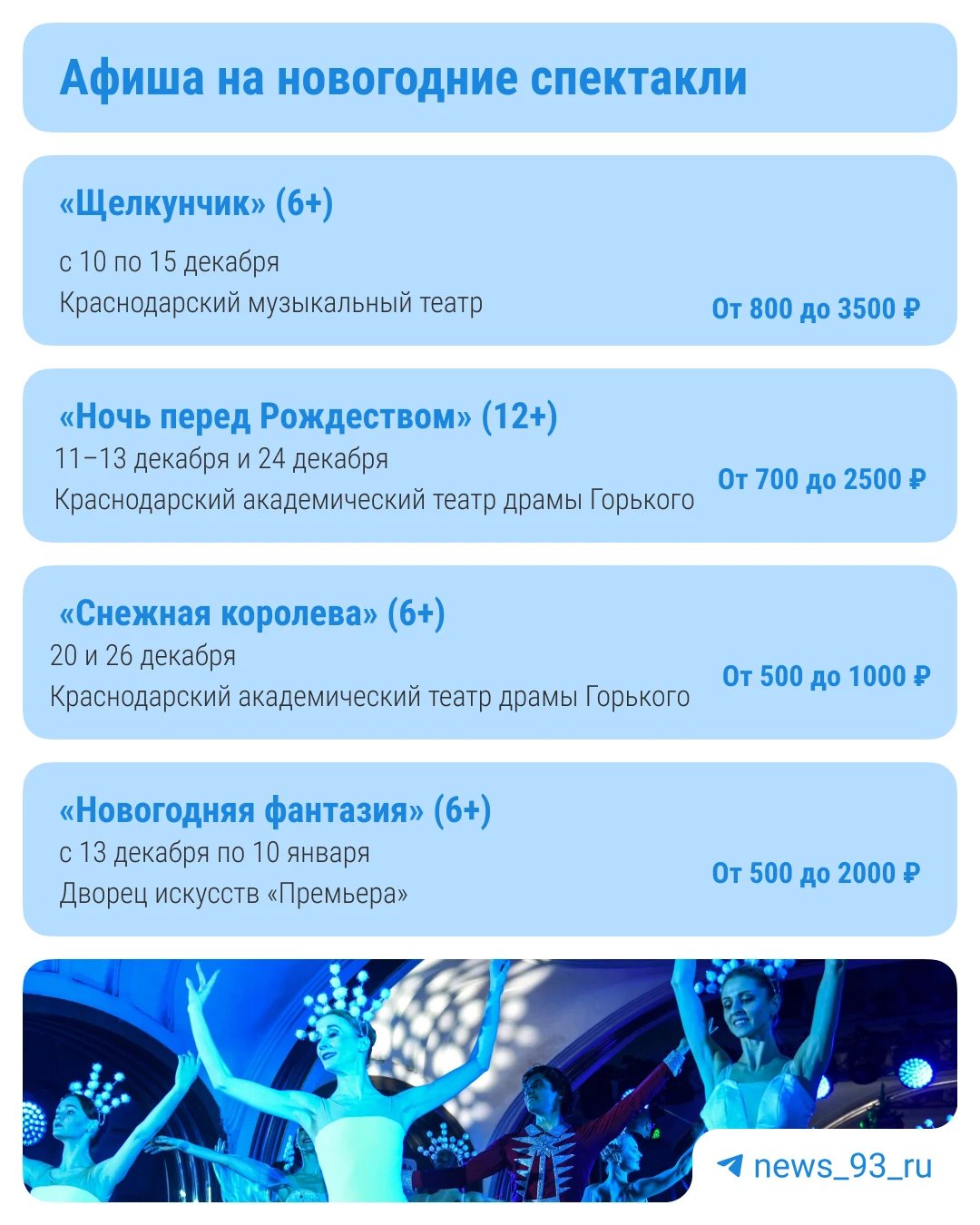 🎟 До Нового года еще 2,5 месяца, а билеты на новогодние спектакли в театрах Краснодара...