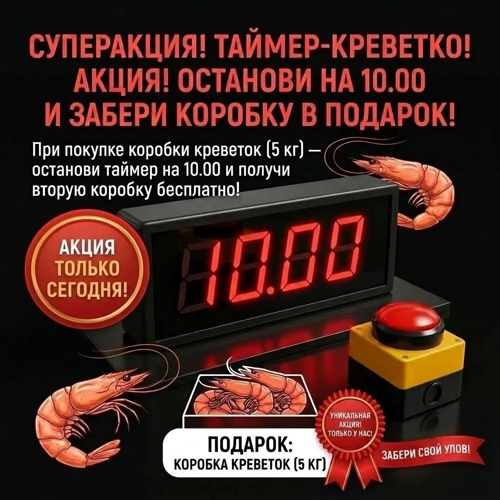 🔥 ПОЙМАЙ 10.00 — ЗАБЕРИ 5 КГ КРЕВЕТОК В ПОДАРОК! 🦐⏱