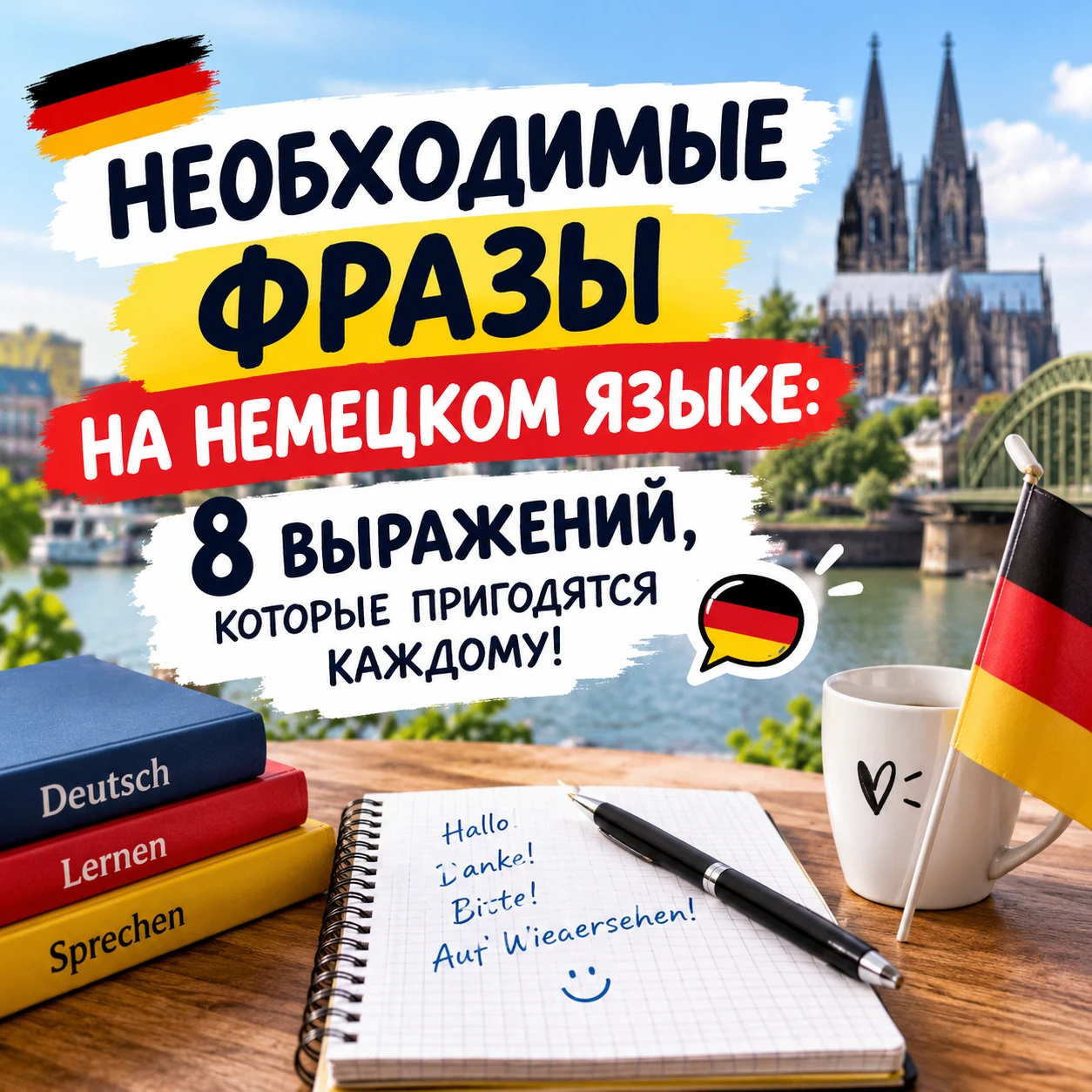 🇩🇪 НЕОБХОДИМЫЕ ФРАЗЫ НА НЕМЕЦКОМ ЯЗЫКЕ: 8 ВЫРАЖЕНИЙ, КОТОРЫЕ ПРИГОДЯТСЯ КАЖДОМУ! 🗣