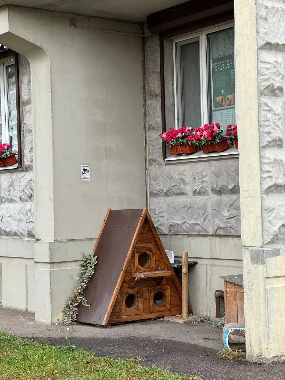 🏠 В Балашихе во дворе многоэтажки установили домик на несколько квартир для бездомных ...