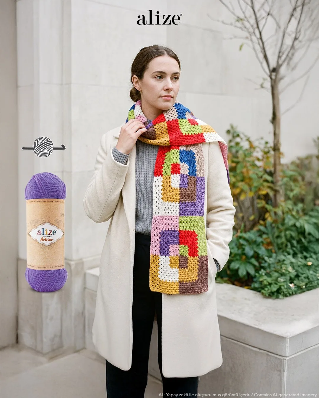 🧣 Яркий и уютный шарф из Alize Superwash Artisan