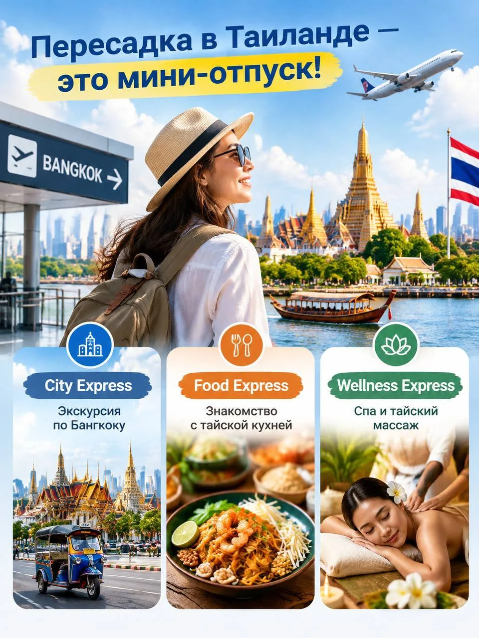 ✈️Долгая пересадка в Таиланде может превратиться в мини-отпуск!