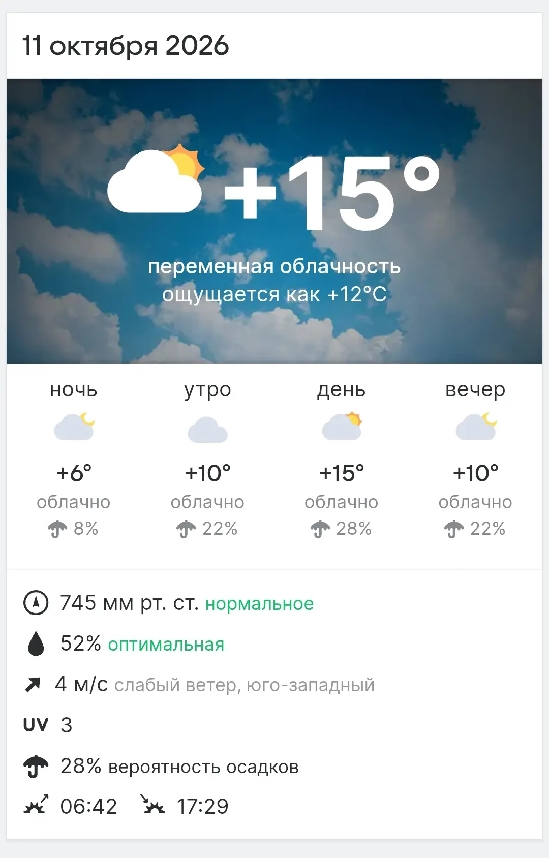 Погода сегодня