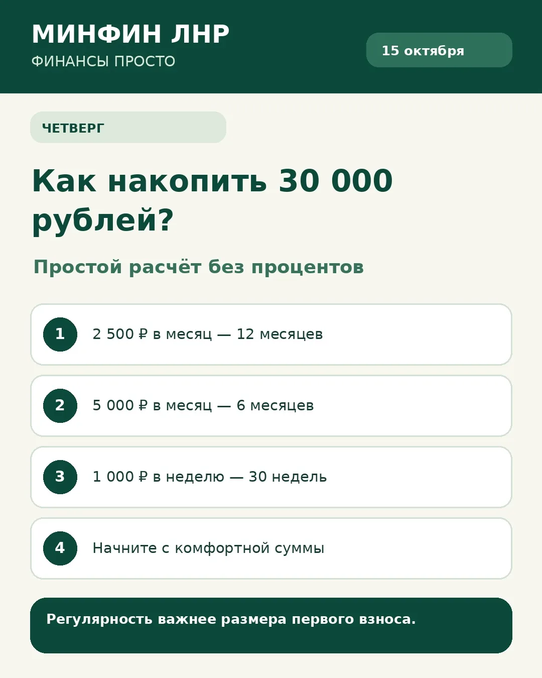 💚 30 000 рублей за год — реально? Легко, если откладывать понемногу!
