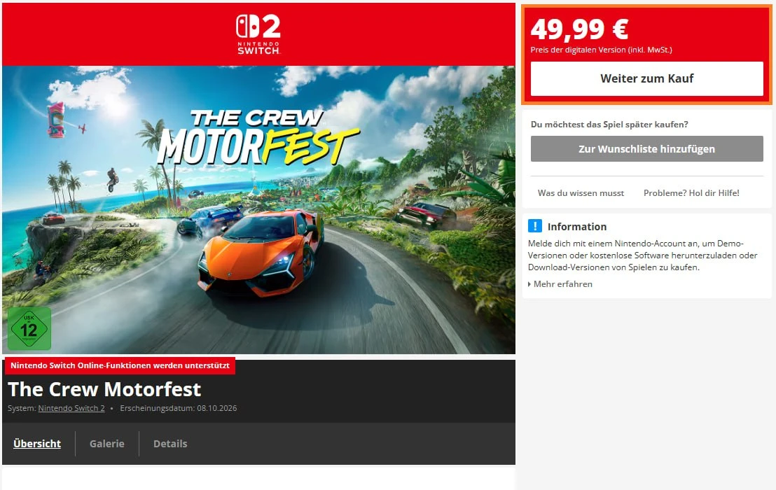 The Crew Motorfest от Ubisoft вышла на Switch 2.