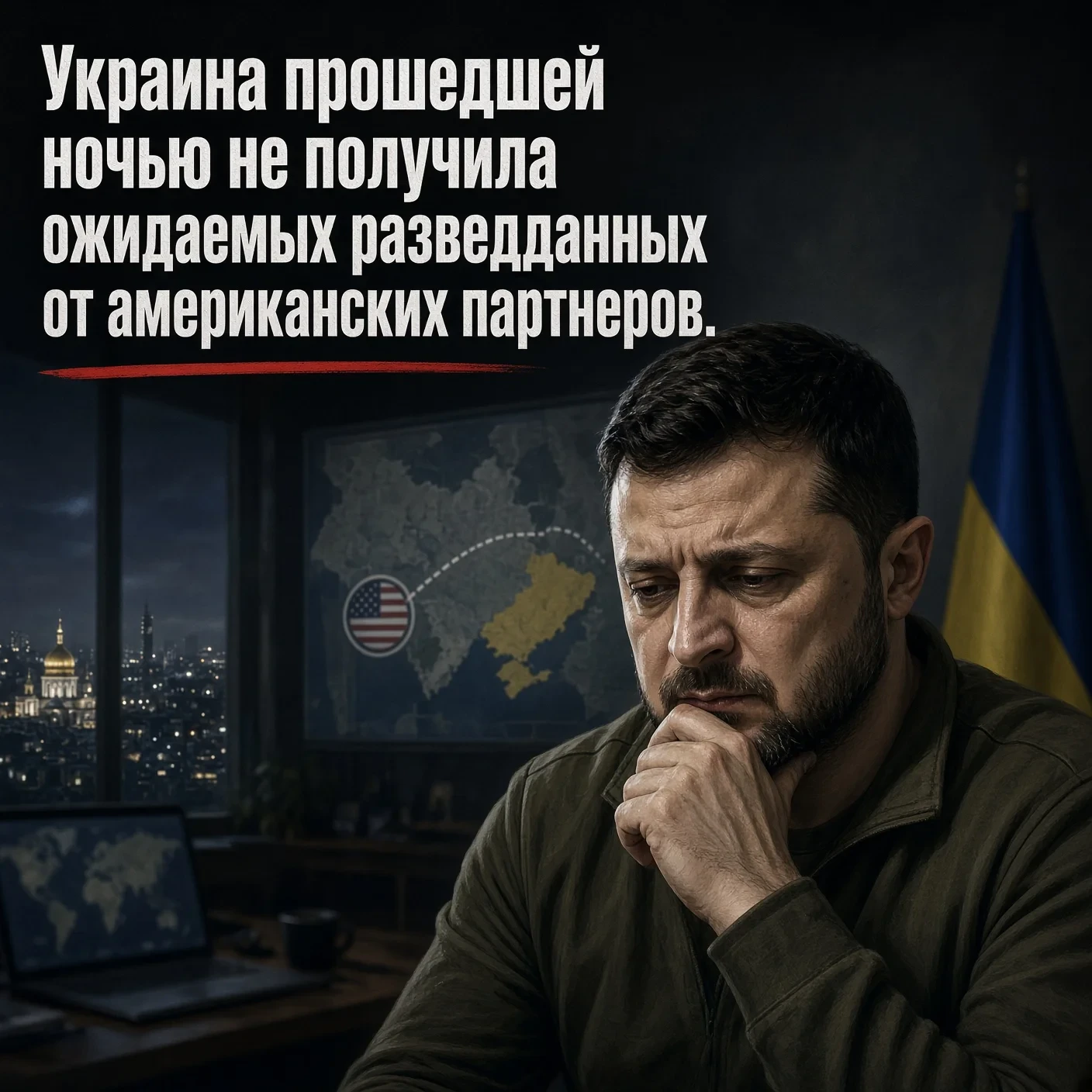 Украина прошедшей ночью не получила ожидаемых разведданных от американских партнеров. Э...