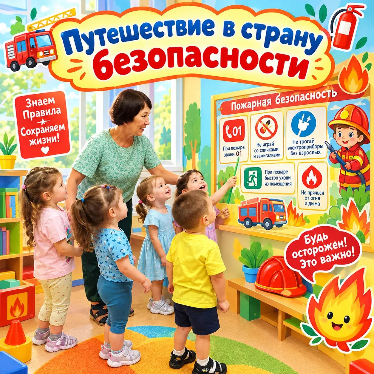 🚒🔥Огонь — друг или враг? Ребята РВГ‑1 отправились в «Путешествие в страну безопасности»!