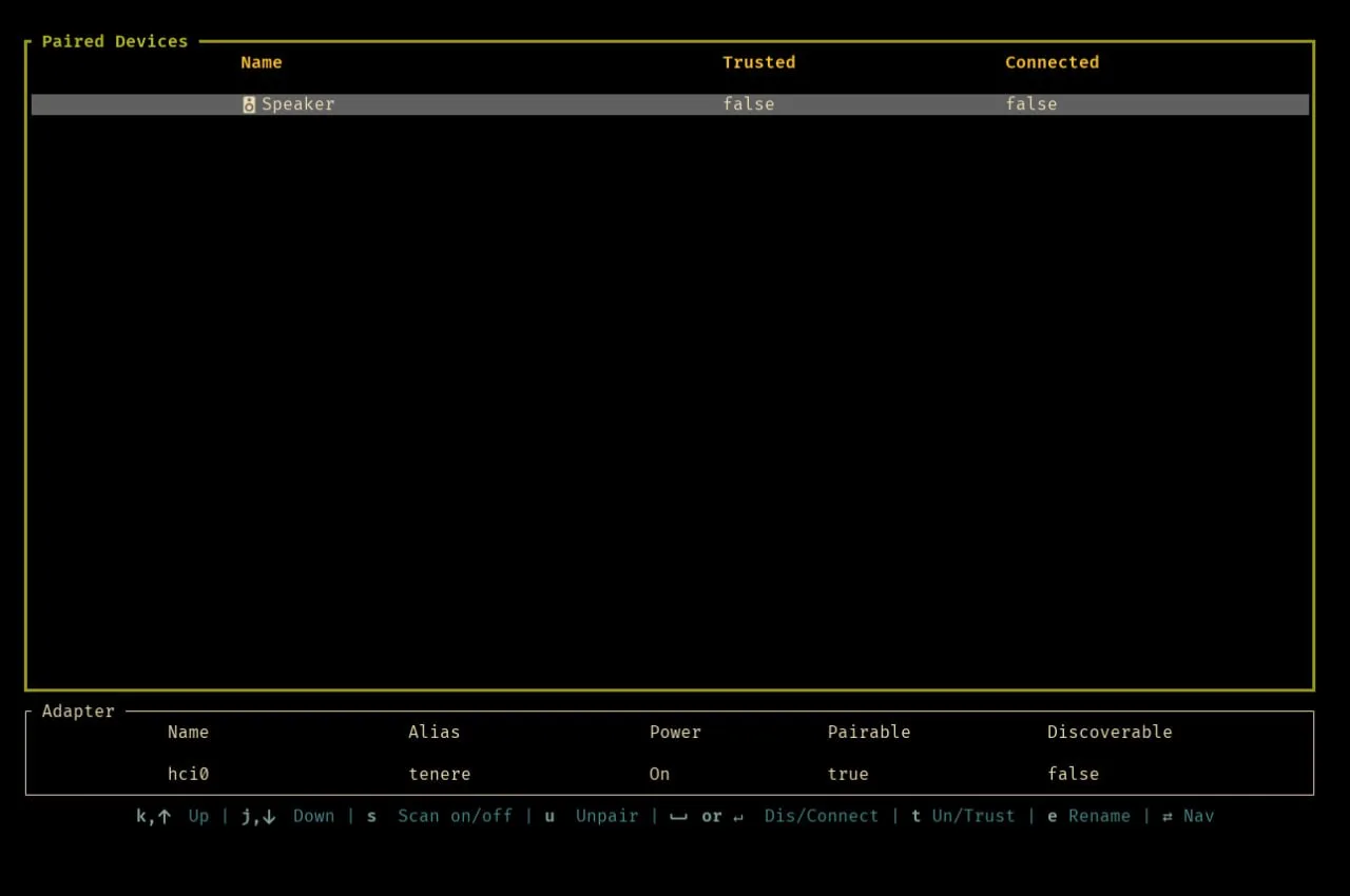 BlueTUI — TUI для управления Bluetooth в Linux
