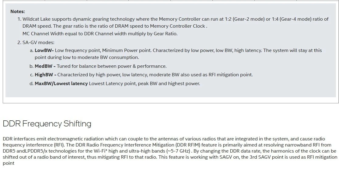 Intel в технической документации к процессорам Panther Lake (Core Ultra Series 3) и Wil...