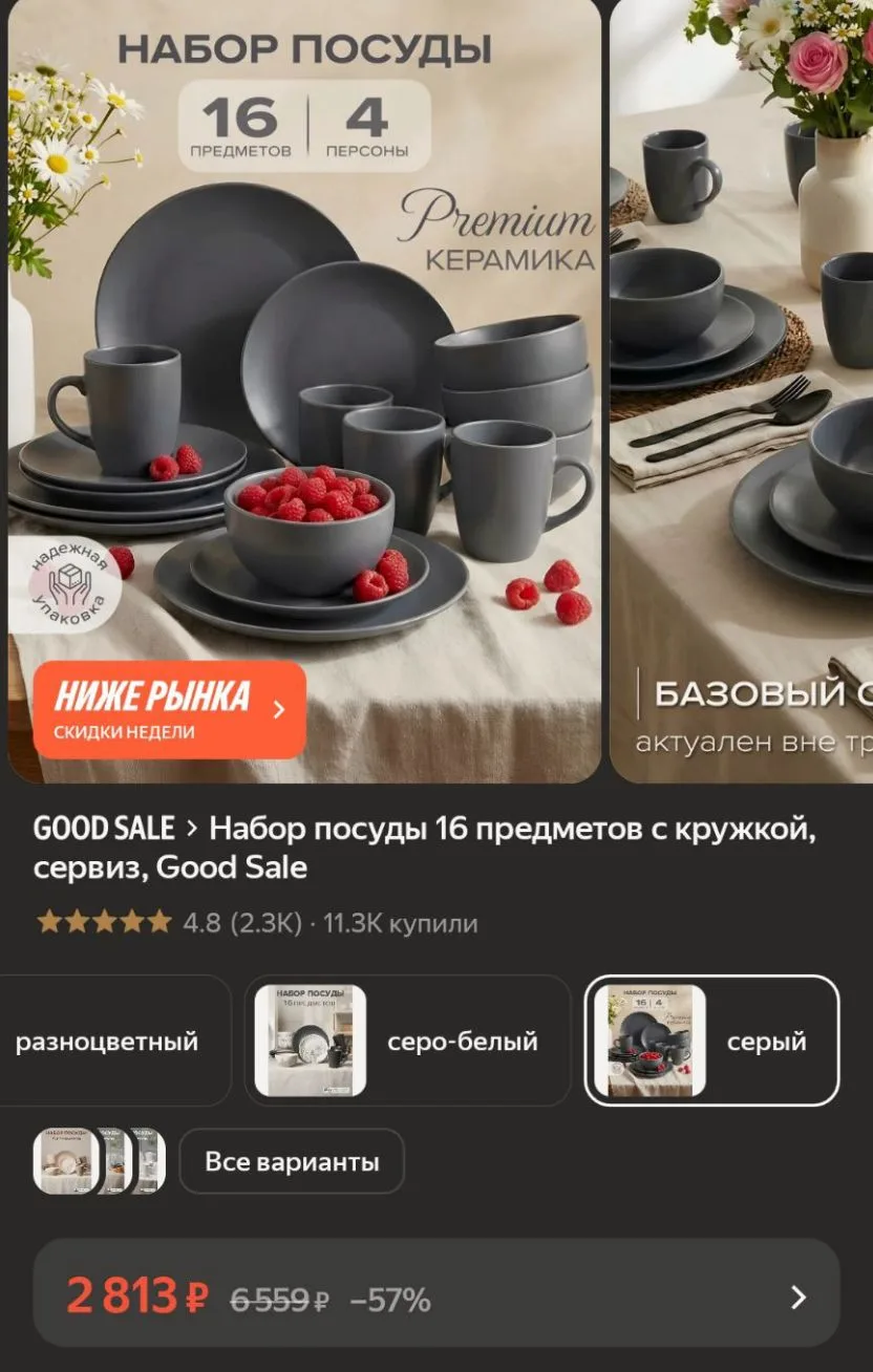 Набор посуды 16 предметов с кружкой, сервиз, Good Sale