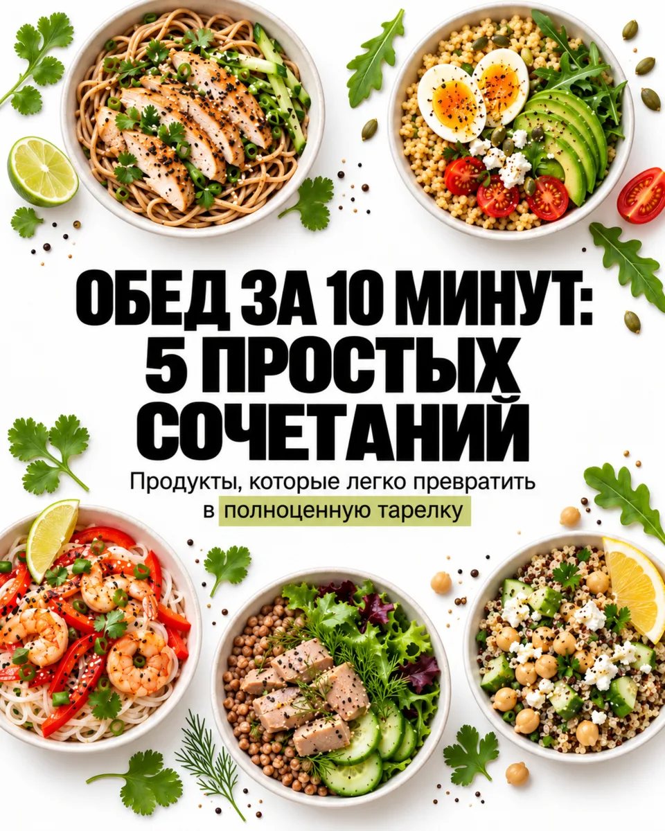 Когда времени на готовку почти нет, полноценный обед всё равно можно собрать за несколь...
