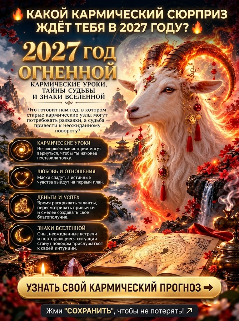 🐐✨ 2027 ГОД — ГОД ОГНЕННОЙ КОЗЫ. КАРМИЧЕСКИЕ УРОКИ, ТАЙНЫ СУДЬБЫ И ЗНАКИ ВСЕЛЕННОЙ