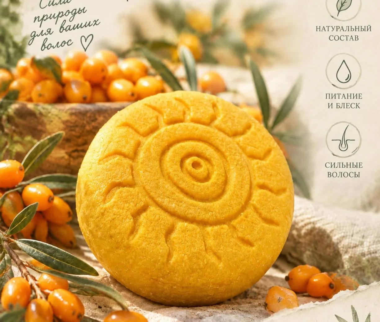 🍂✨ Твердый шампунь с облепихой для сухих волос ✨🍂