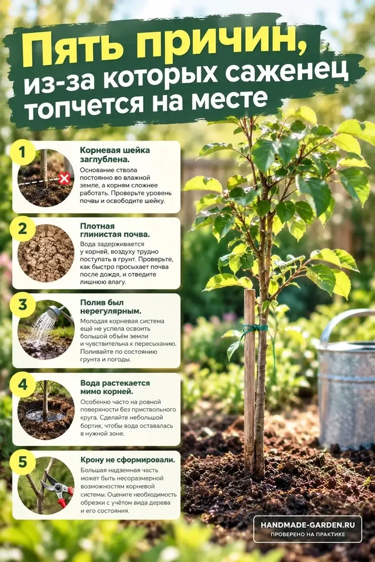 Пять причин из-за которых саженец топчется на месте