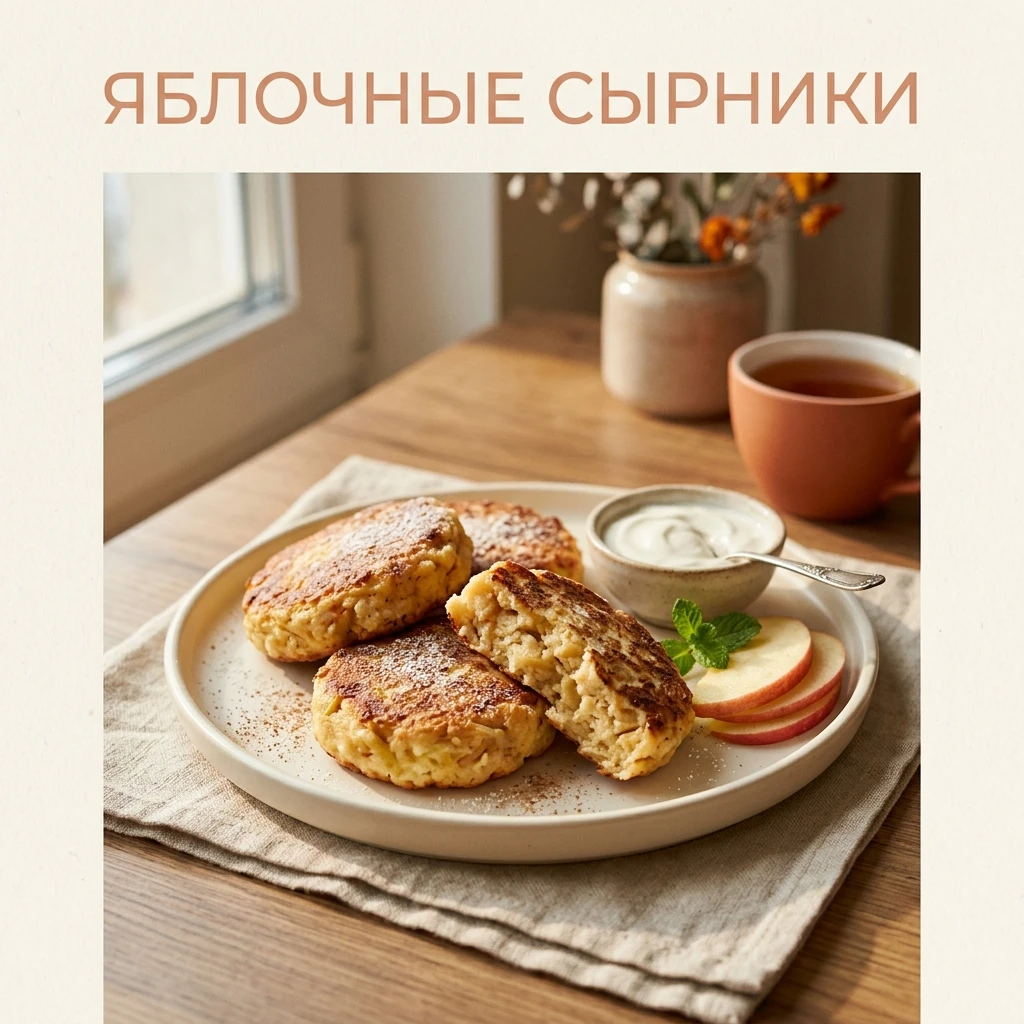 🍎 Яблочные сырники — румяные снаружи, нежные внутри