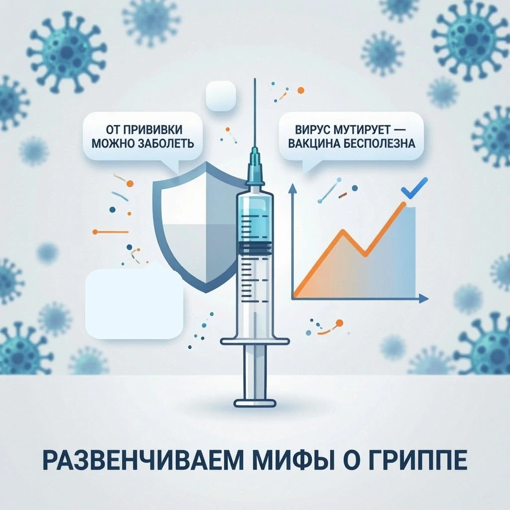 ‎📌Мифы о прививке от гриппа: развенчиваем самые частые заблуждения