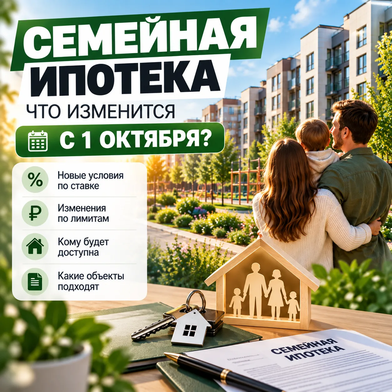 Семейная ипотека, что изменится с 1 октября: