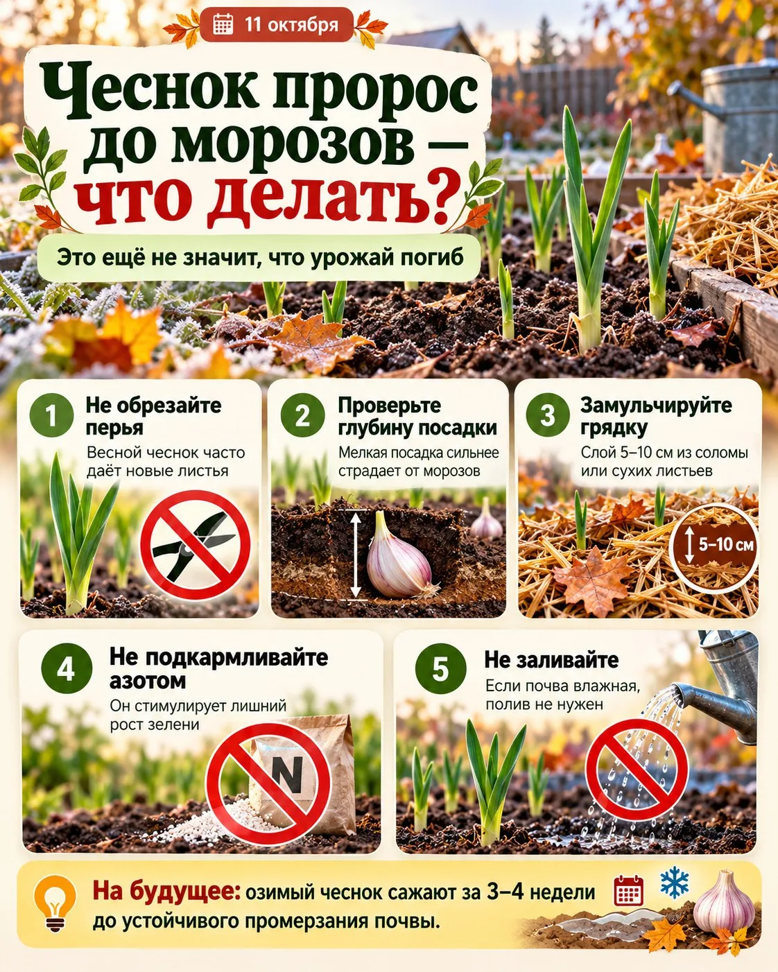 🧄 ЧЕСНОК ПРОРОС ОСЕНЬЮ. ВСЁ, УРОЖАЯ НЕ БУДЕТ?