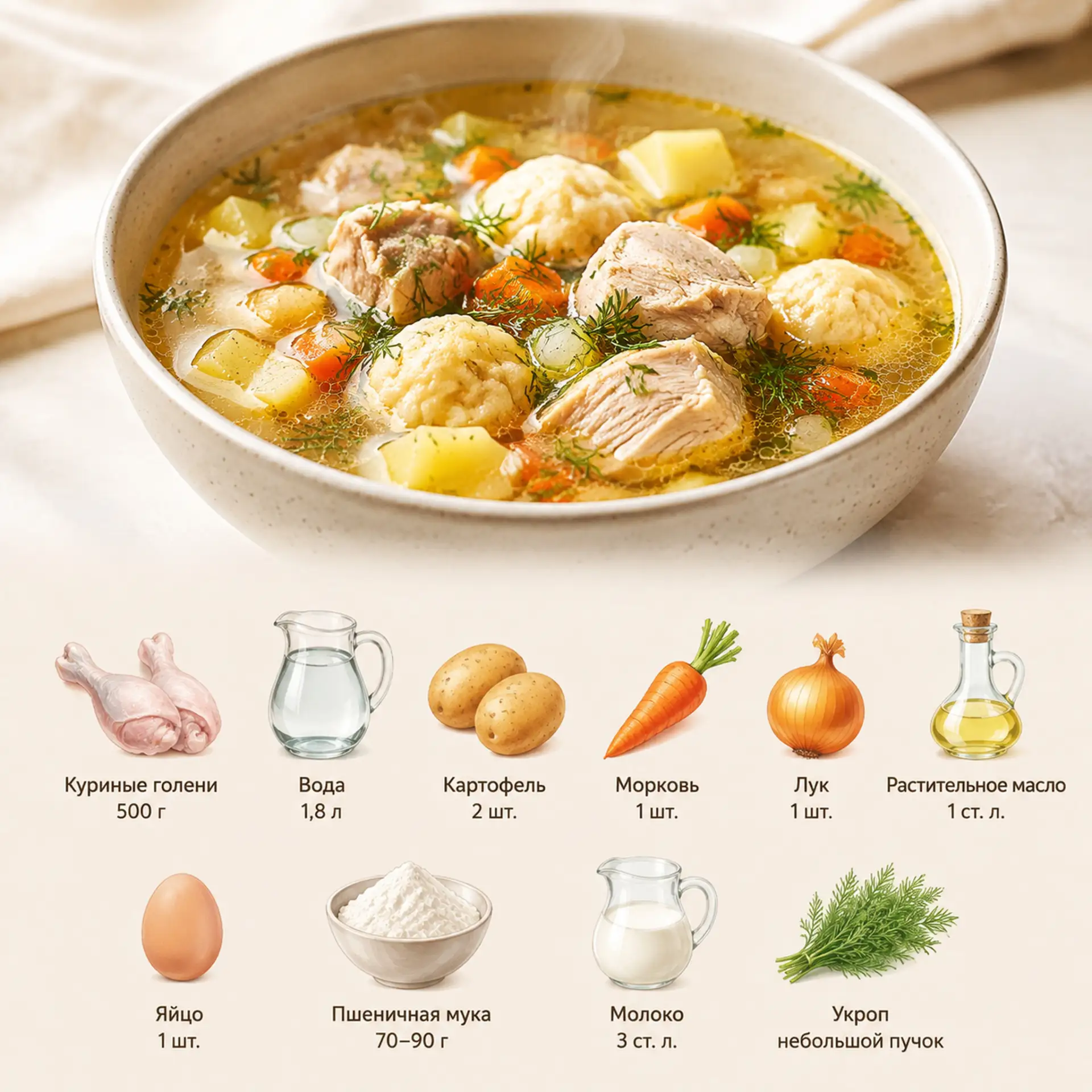Куриный суп с клёцками 🤤