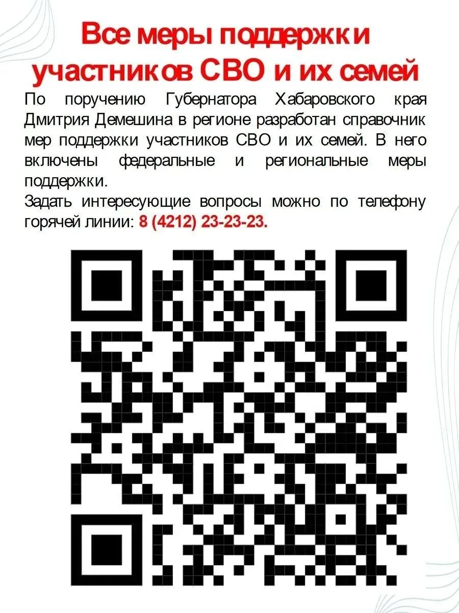 По поручению Губернатора Хабаровского края Дмитрия Демешина в регионе разработан справо...