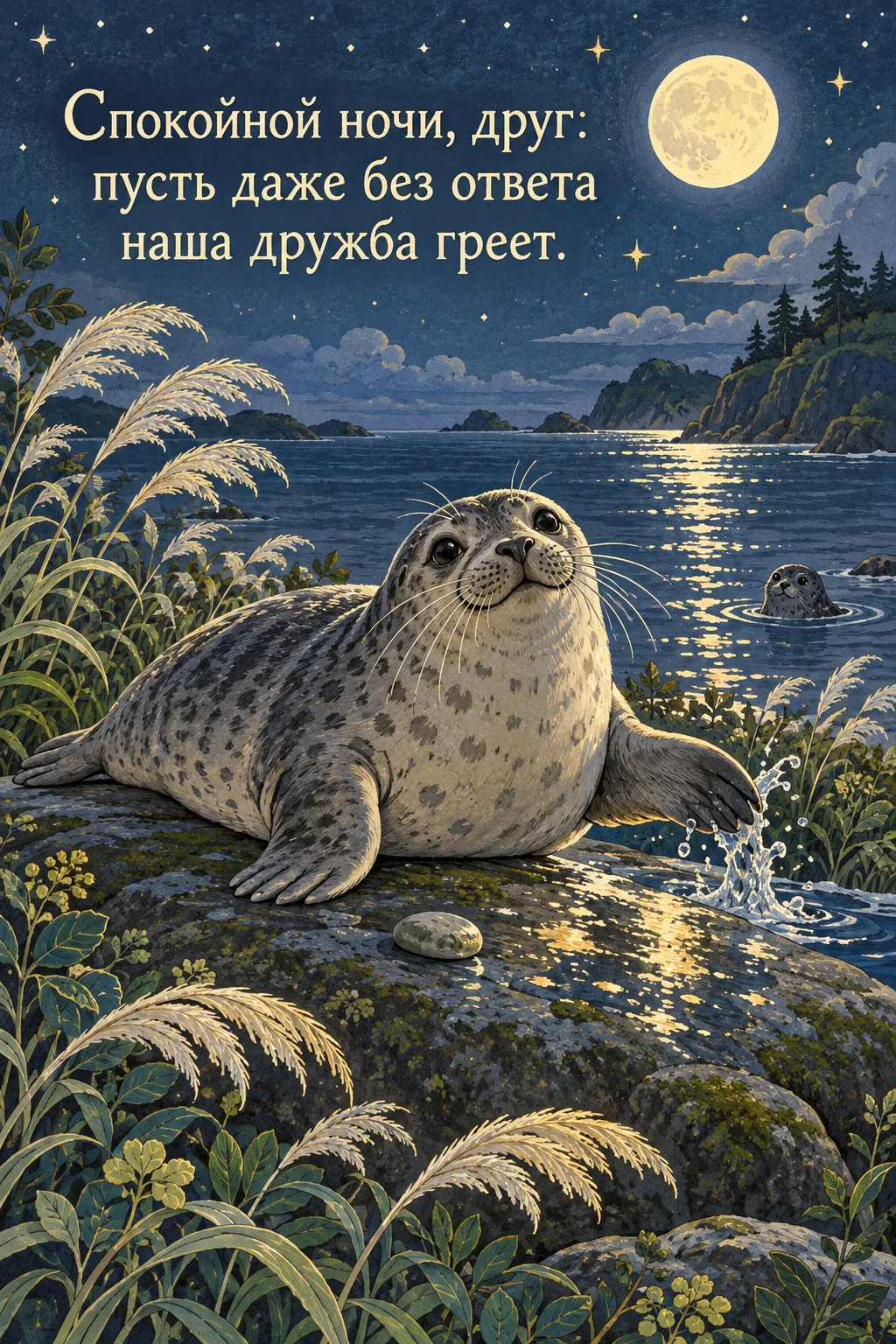 Вечер опустился на берег мягкой синевой, и я снова приплыл к нашему холму — туда, где с...