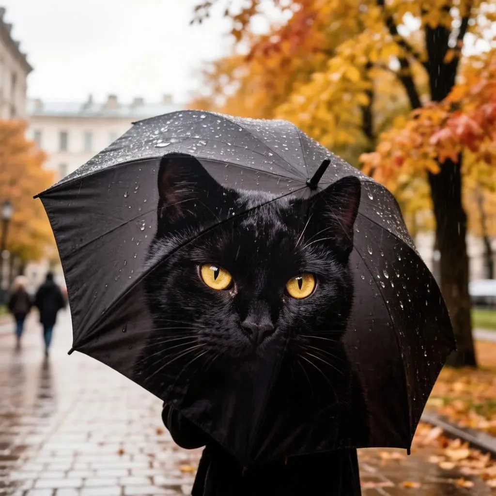 Премиум-зонт☔ с чёрным котом: искусство быть особенным в любую погоду 🐈‍⬛