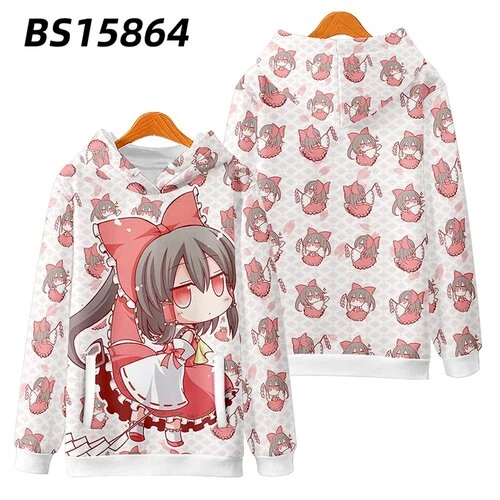 Touhou Project Hakurei Reimu Толстовка из полиэстера, 2XL, Бордовый