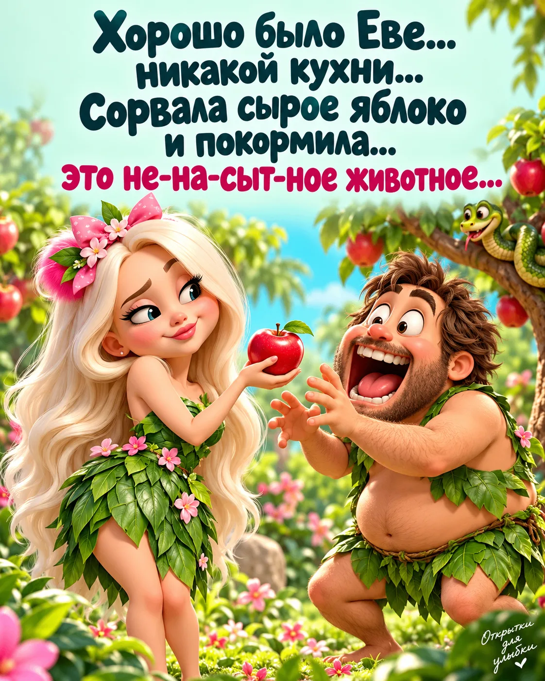 🍎 У Евы меню было простое: что на дереве выросло, то сегодня и на ужин!