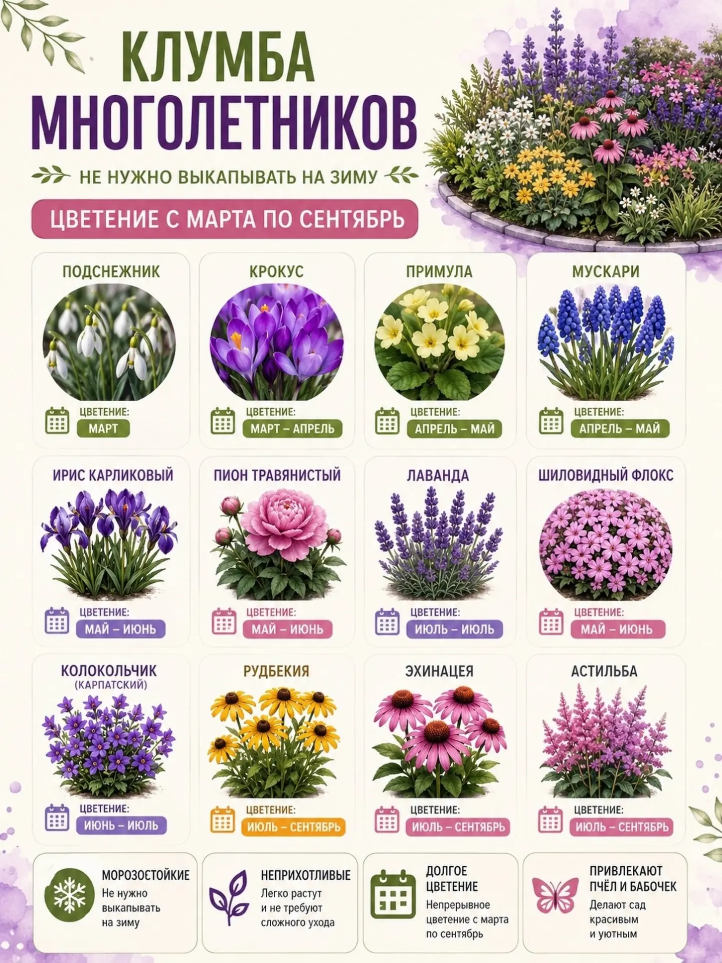🌸 Клумба, которая цветёт весь сезон — это реально!