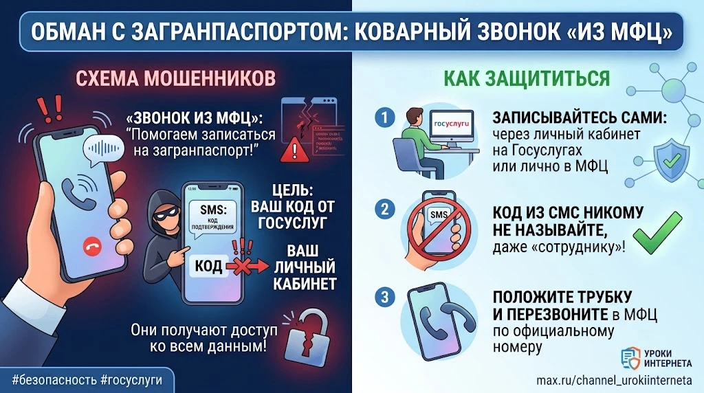 «Помогаем записаться на загранпаспорт» — звонок «из МФЦ» с одной целью