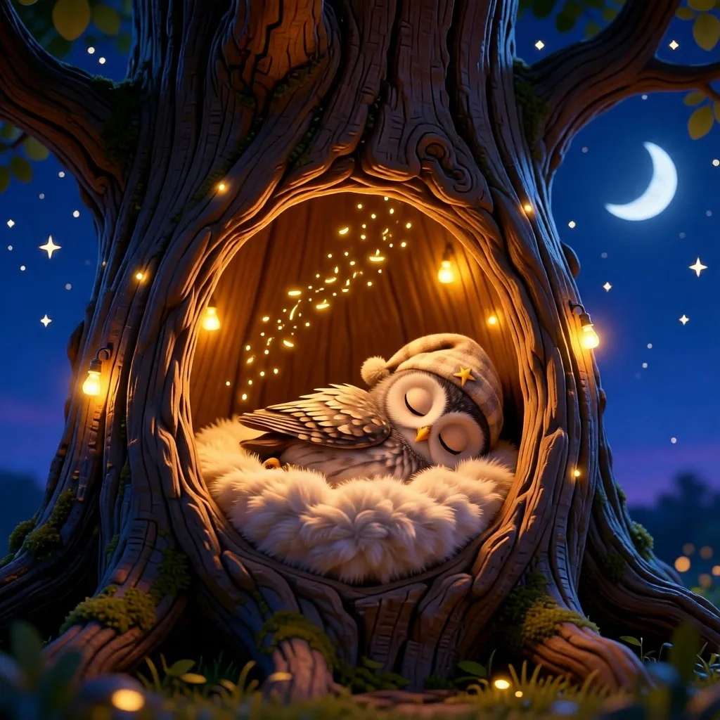 🌙 Сказки Доброго Дуба: Совёнок Сплюша и Солнечный Зайчик