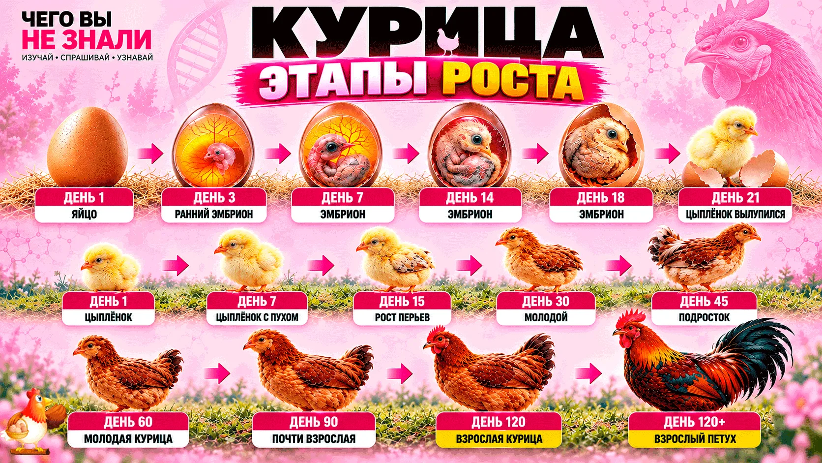 🐣🐔 ОТ МАЛЕНЬКОГО ЯЙЦА ДО ВЗРОСЛОЙ КУРИЦЫ – УДИВИТЕЛЬНЫЙ ПУТЬ ЗА 120 ДНЕЙ! 🥚❤️Добрый ...