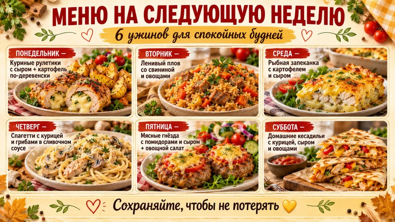 Что готовим с понедельника по субботу