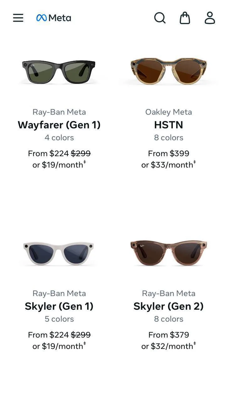 😍Все умные очки от Meta доступны для заказа на официальном сайте Meta в США